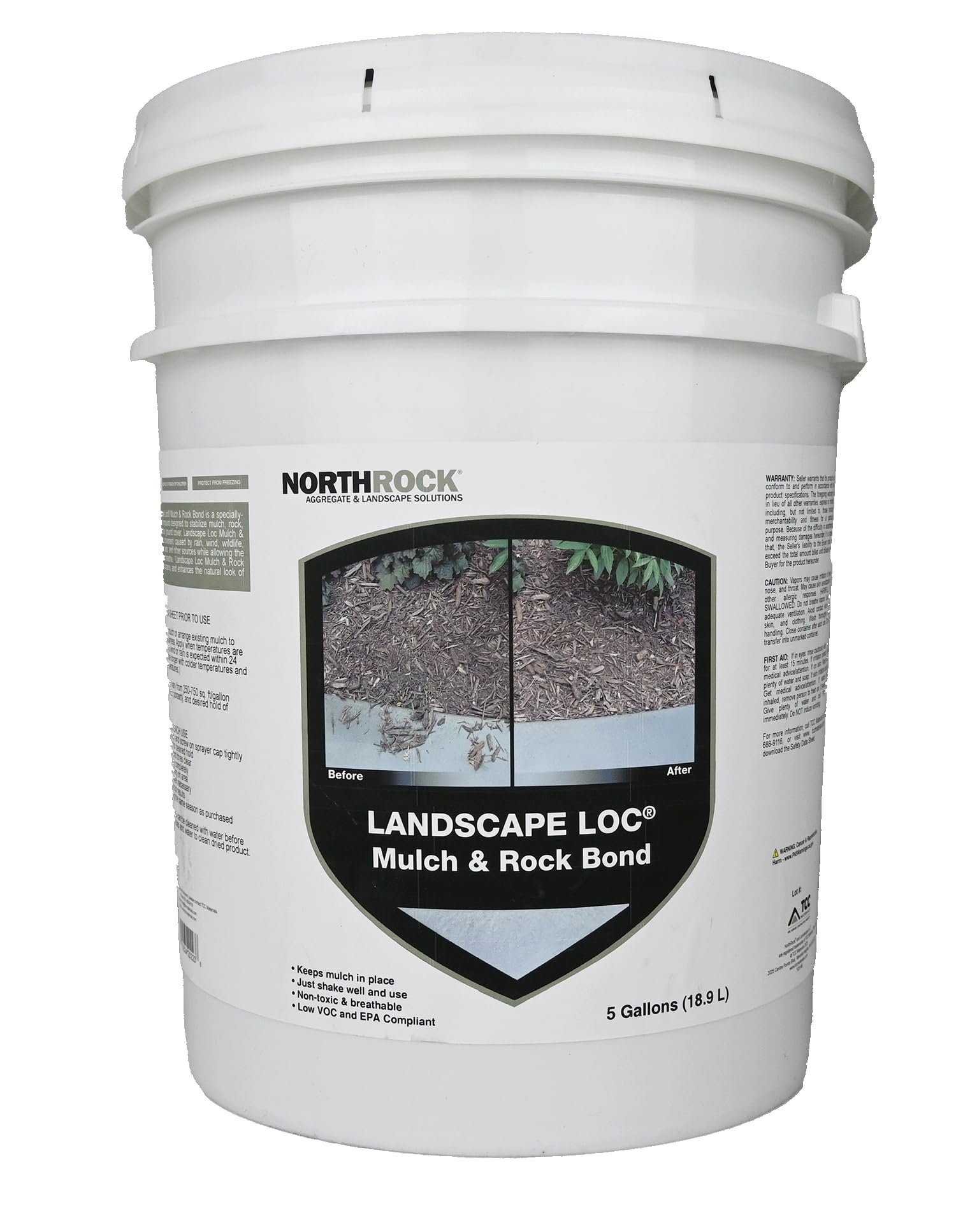 Mulch & Rock Bond - Binder for Mulch, Rock, Bark, & Pea Gravel, Safe for Plants & Pets, Ready to Use, Adhesive Spray, Strong Stabilizing Glue, Fast Drying (5 Gallon, 1)