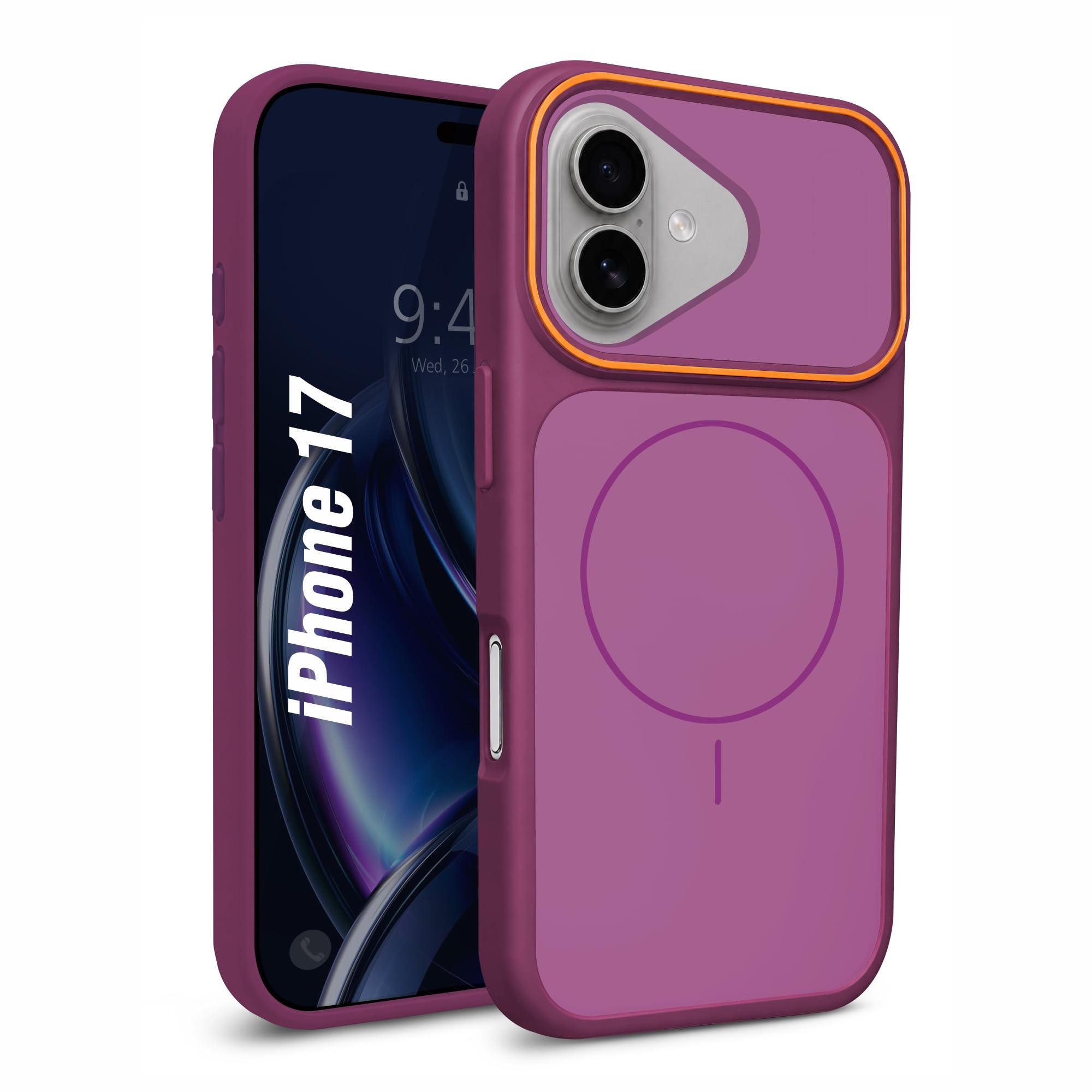 AIBEX® Protective Case for Apple iPhone 17| Luxury Dual Color MagSafe Magnetic Silicone Back Cover with Camera Lens Protection, Strong Magnetic Support, Anti-Slip Grip & Military Grade - Wine Red