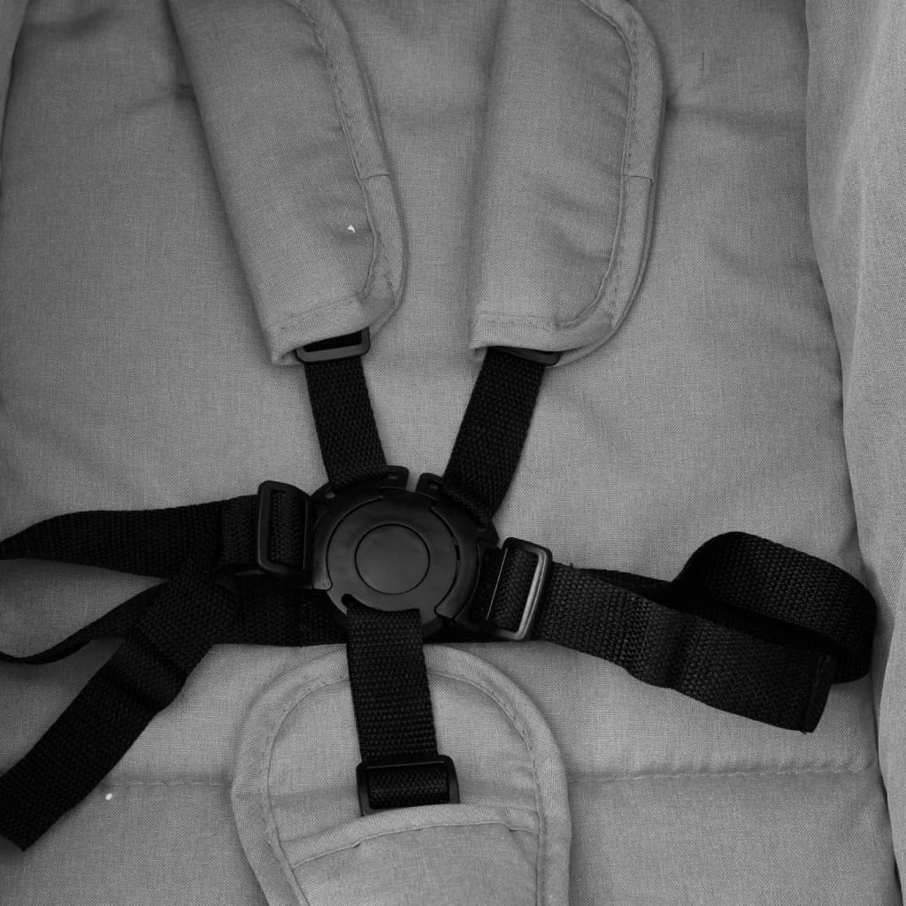 Willood Tandem Kinderwagen Zwillingskinderwagen Hellgrau Schwarz Stahl