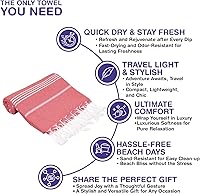 Vista 77 de Oversized Turkish Beach Towel 38’’x71’’ - Set of 2 100% Turkish Cotton Lightweight Sand Free Quick Dry Pool Towels Extra Large Bath Towels for