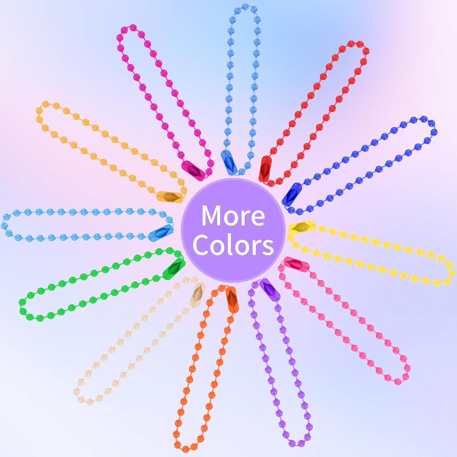 MixPeak 100-Pack 2.4 mm Ball Chain with Connectors,4 inch Colorful Bead Chains for Keychains Dog Tags Jewelry DIY,Mixed Colors,Storage Box Included - Image 3