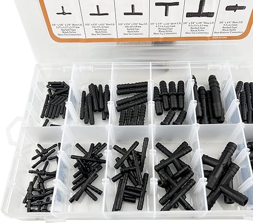 Miniatura 3 de Surtido de conectores de vacío, conector de tubo de vacío automotriz, kit surtido de conectores en T al vacío, nailon negro, 12 tamaños