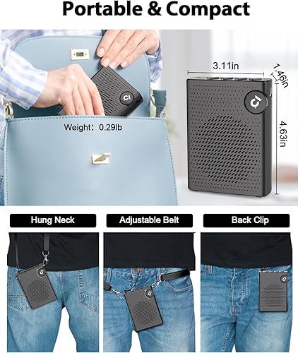 Miniatura 7 de SHIDU Amplificador de voz de 10 W para profesores con micrófono con cable, micrófono portátil de 1100 mAh y altavoz con radio FM, reproducción de