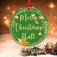 Vista 15 de Merry Christmas Y'all Christmas Tree Ornament Holiday Xmas Gift Acrylic Christmas Ornaments Gold Snowflake Ball Wreath Xmas Tree Decorations for
