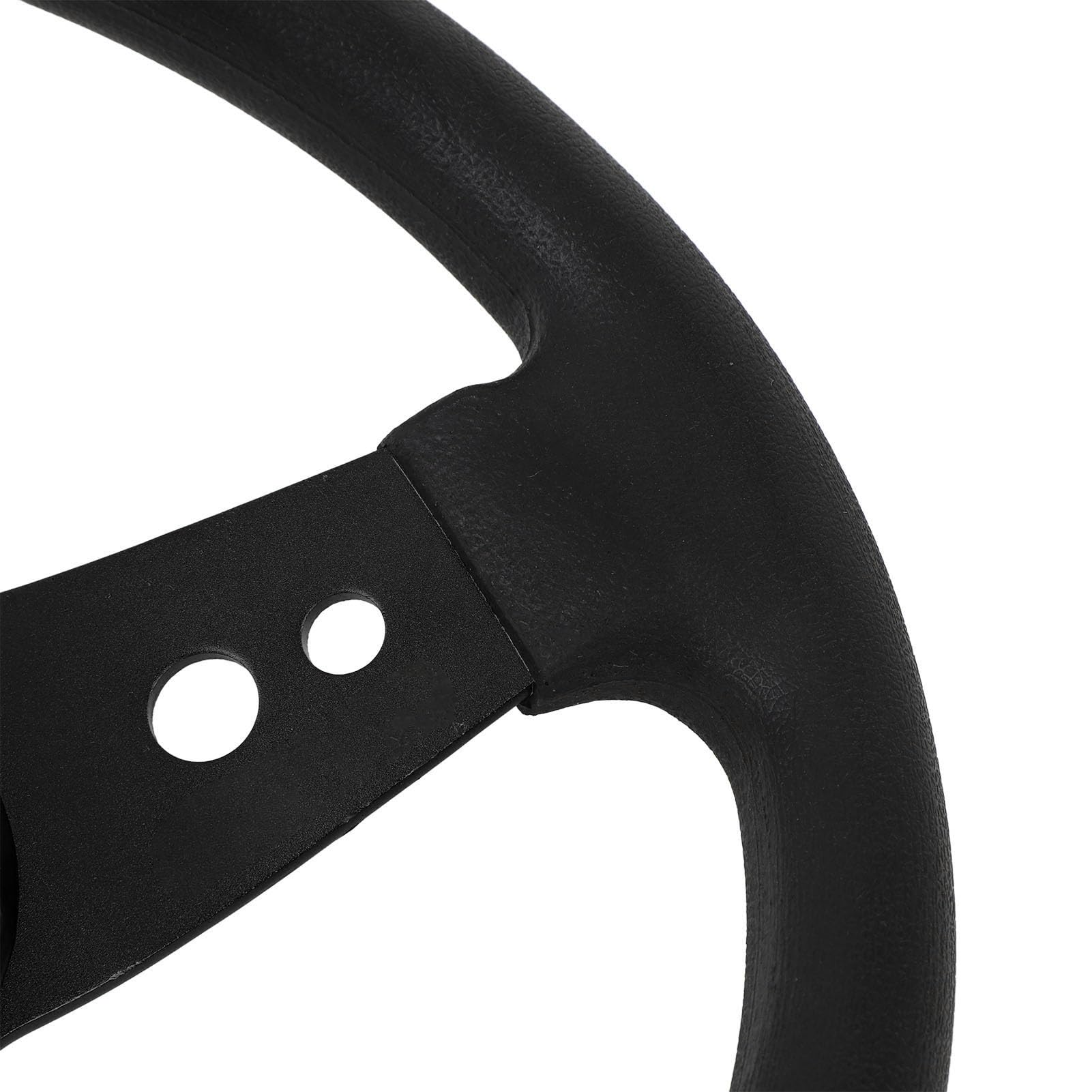 Jiawu 13-calowa Kierownica Samochodowa PU Styl Wyścigowy Odporna na Uderzenia Zwiększona przyczepność Łatwa Instalacja Uniwersalna Sportowa Kierownica do Pojazdów (BLACK)