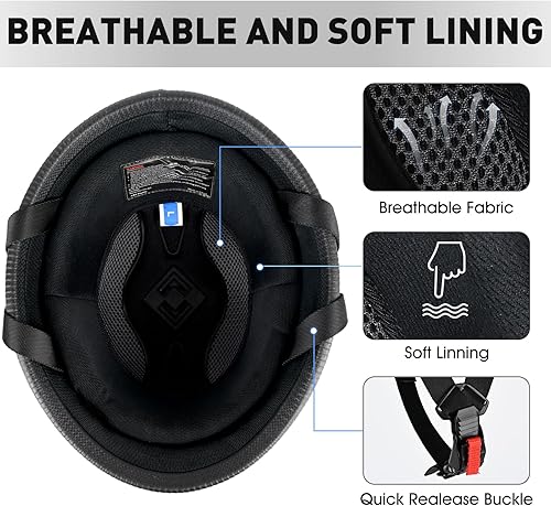 Miniatura 4 de Casco de motocicleta estilo alemán, casco de media cara para adultos, hombres y mujeres, casco de media cara, aprobado por DOT, casco retro de media