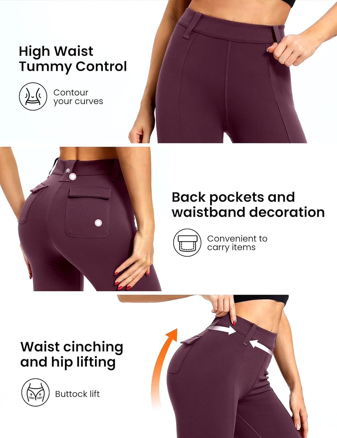 DemonQueen High Waist Yoga Pants with Pockets,Leggings for Women Tummy Control, Workout Running Yoga Leggings - Image 5