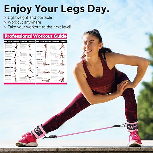 Miniatura 5 de WALITO Ankle Resistance Bands with Cuffs, Ankle Bands for Working Out, Ankle Weights for Women, Glutes Workout Equipment, Ankle Strap for Legs and