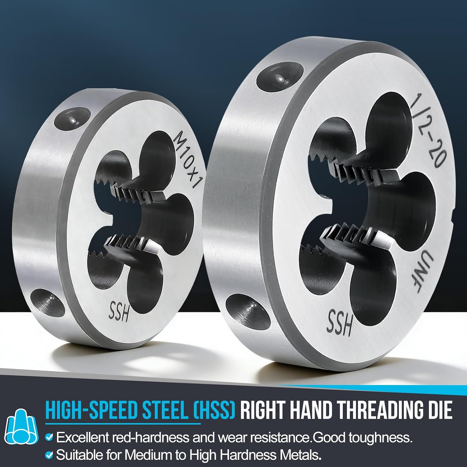 PATIKIL 1"-8 UNC Round Threading Die, Right Hand High-Speed Steel Machine Thread Threading Die, Non-Adjustable Thread Repair Tool for Stainless Steel, Alloy Metal - 1 Pack