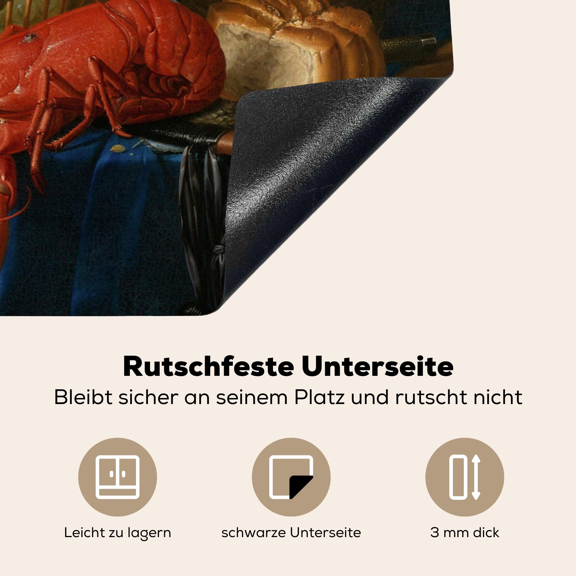 KitchenYeah® Inductie beschermer 85x52 cm - Meisje met de parel - Delfts blauw