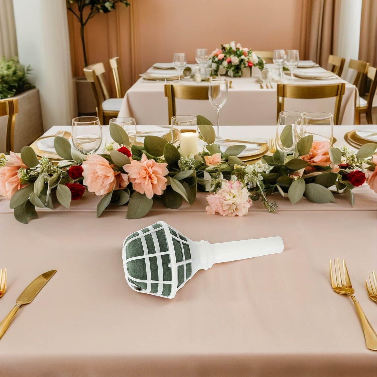 Beaupretty Supporto Porta Bouquet da Sposa con Schiuma Assorbente 18 Pezzi, Accessori per Composizioni Floreali Matrimonio, Manico Portafiori per Fiori Freschi Adatto a Cerimonie
