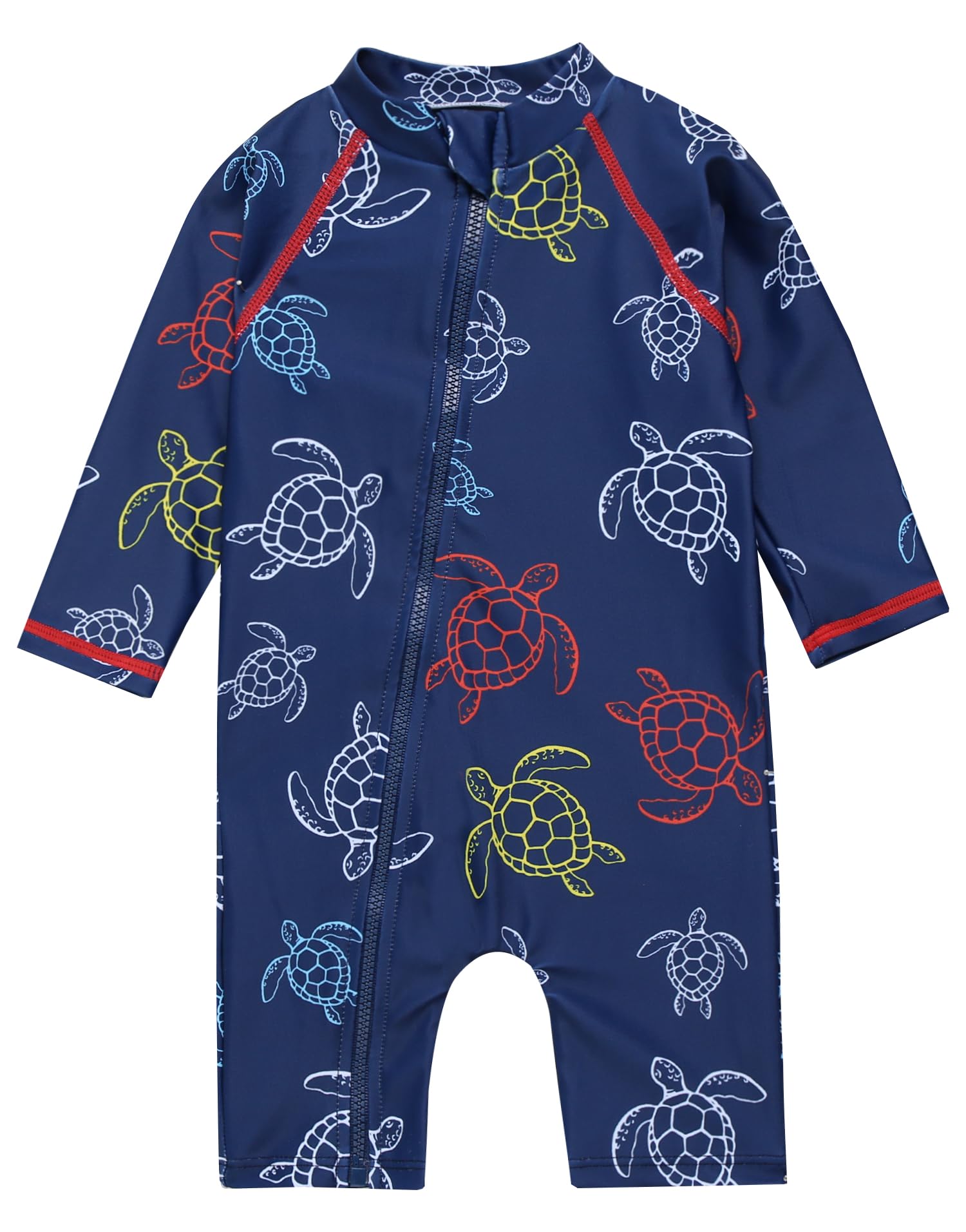 VAENAIT BABY Zip &amp; Snap Rash Guard Swimsuit, UPF 50+ One-Piece Long Sleeve Swimwear, Quick Dry Infant Beach Suit for 0~2T