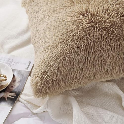 Miniatura 10 de Uhamho - Juego de 2 fundas de almohada de piel sintética y terciopelo suave con cierre de cremallera