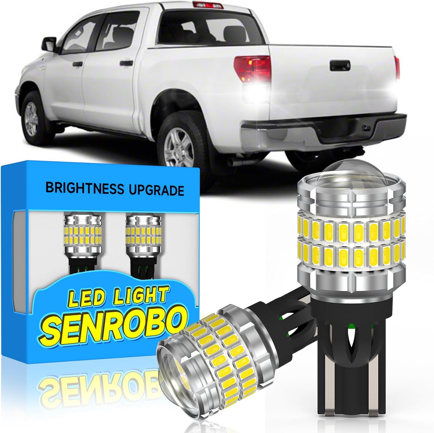921 912 LED Reverse Light Bulb Fit for Toyota Tundra 2000-2013, Super Bright T15 LED Bulb with Lens, 6000K Cool White Backup Lights Replacement, Pack of 2