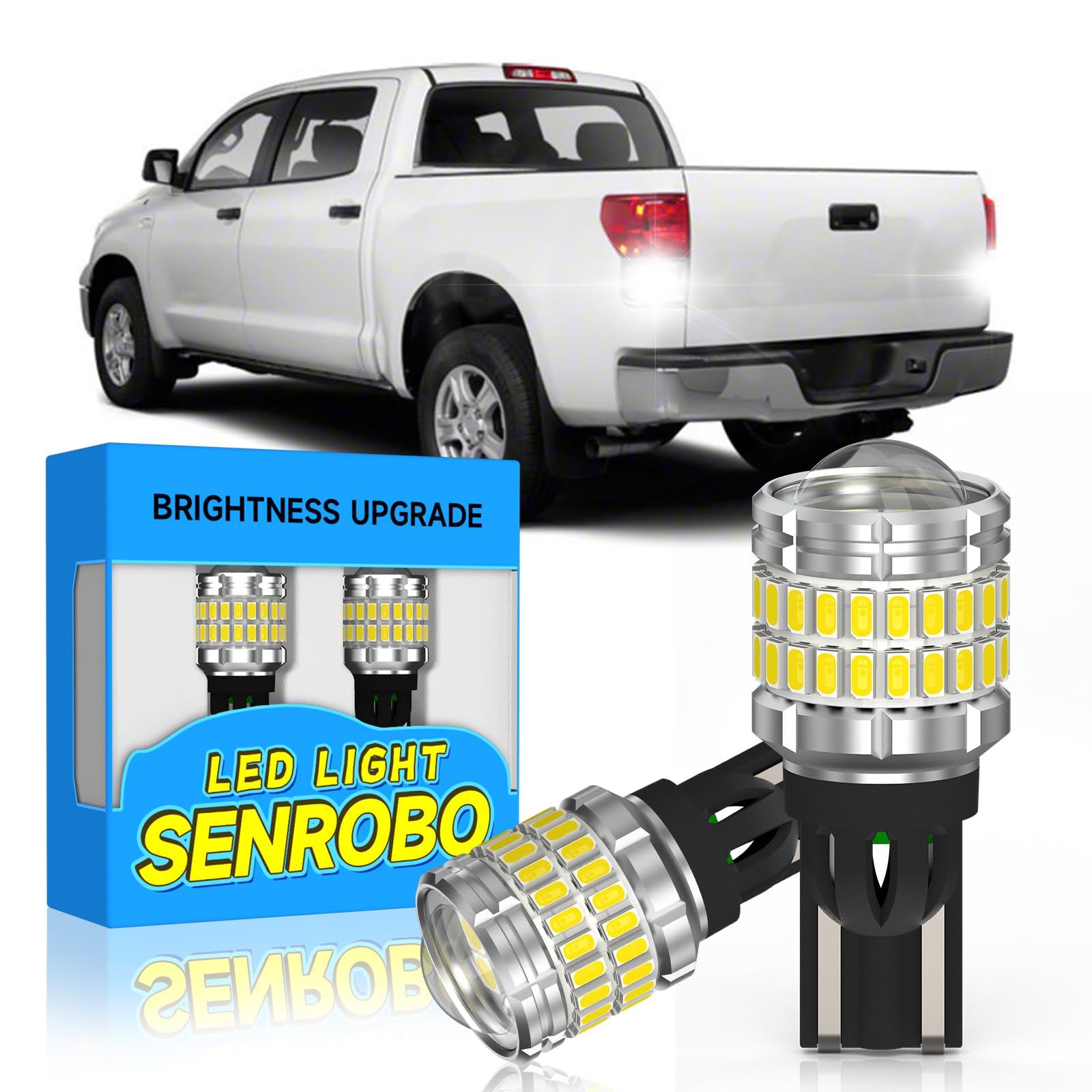 SENROBO 921 912 LED Reverse Light Bulb Fit for Toyota Tundra 2000-2013, Super Bright T15 LED Bulb with Lens, 6000K Cool White Backup Lights