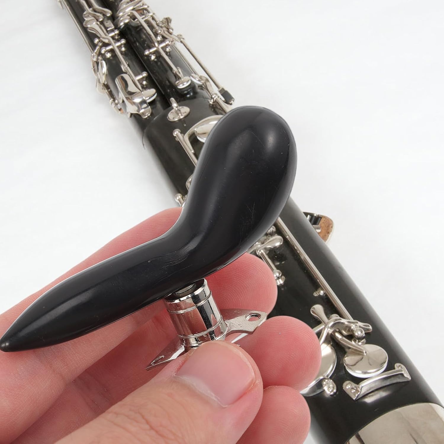 VICASKY Bassoon Thumb Rest Abs Hand Rest with Silver Plated Detachable Base Wrist Support Bassoon Holder Accessory for Practice and Playing, Black