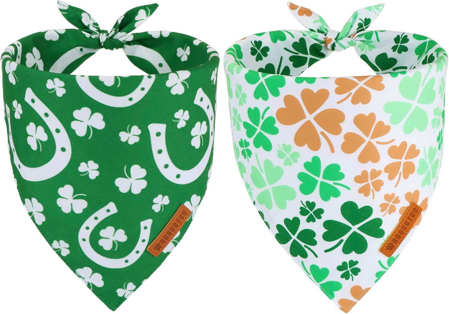 ADOGGYGO St. Patrick's Day Dog Bandana, Green Shamrock Scarf, Multi Size Offered, Saint Patrick Day Bandanas for Medium Large Dogs (Large)