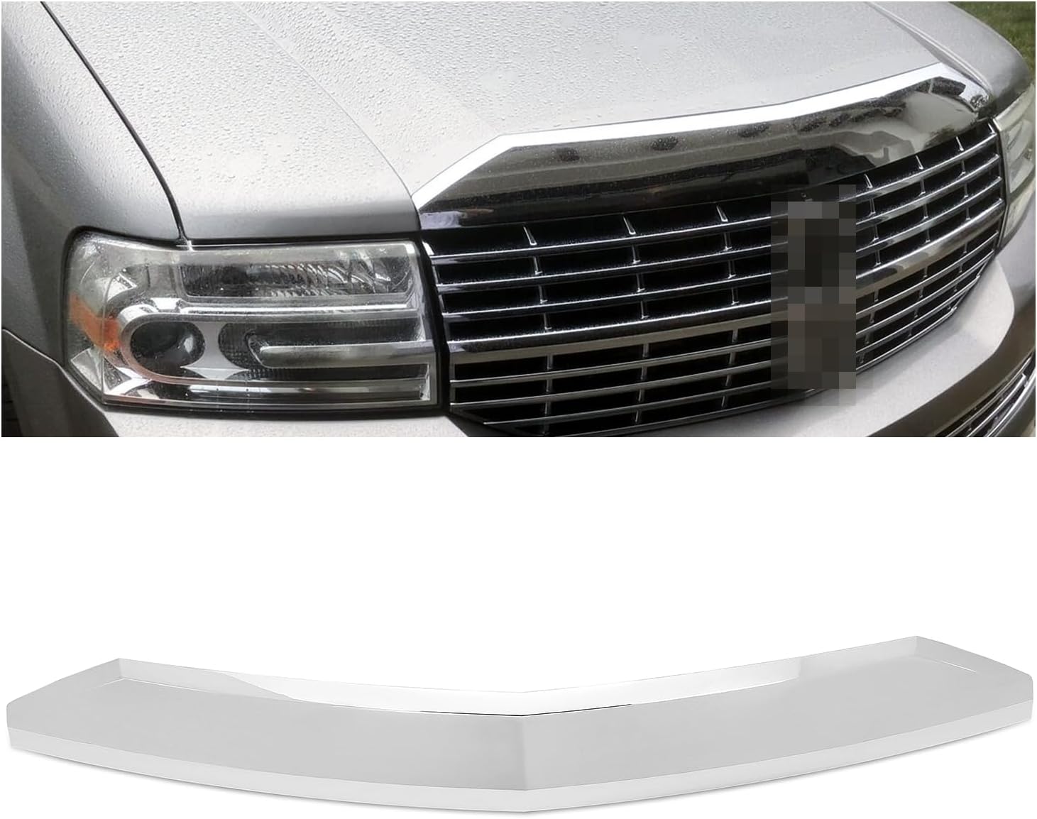 Front Hood Bezel Molding Chrome Compatible with 2007-2014 Lincoln Navigator Replacement for 7L7Z-16856-AA
