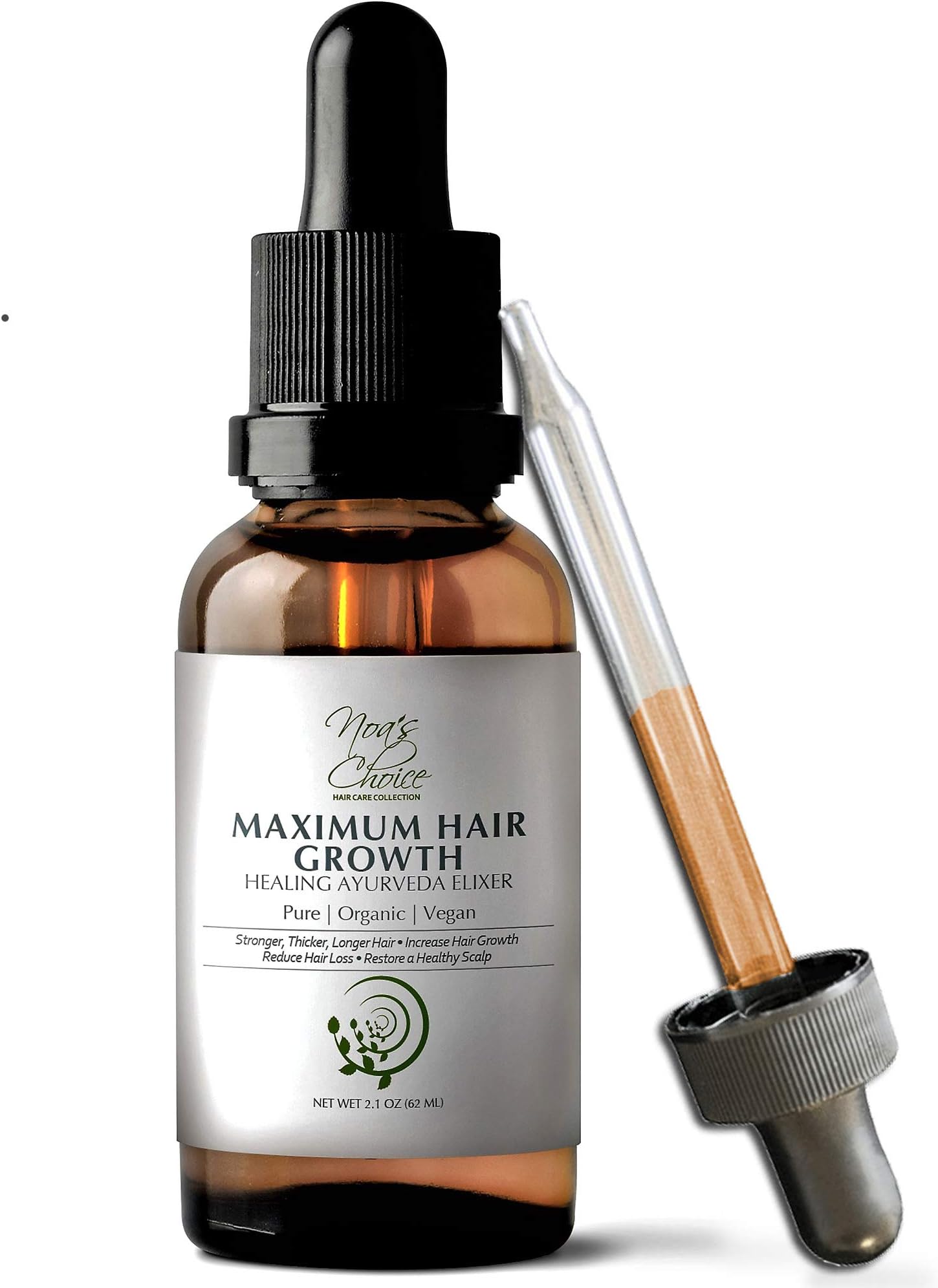 Maximum Slim Noa's Choice ORGANIC Ayurvedic Hair Growth Formula for FULLER, Longer, Thicker, Healthier Hair. Revive your Hair and Scalp TODAY! Best Treatment for Hair Loss & Thinning Hair 2.1 oz