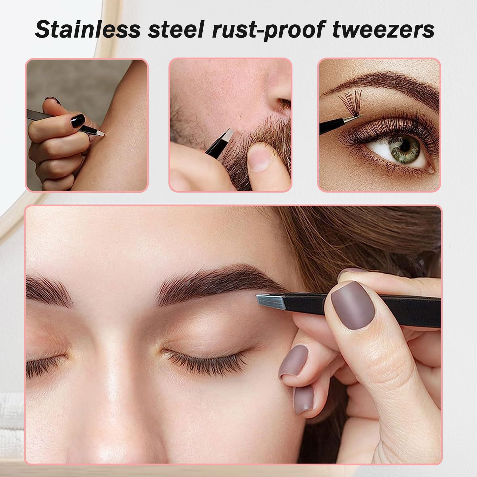 Dreamil 40X Specchio ingranditore con ventosa e pinzette | Specchio cosmetico professionale per trucco preciso e correzione delle sopracciglia, ideale per viaggi (nero)
