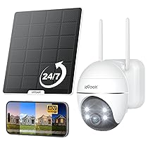 ieGeek AOV Telecamera Pannello Solare 5W con Registrazione 24, 7 & Tracciamento Automatico, 2K 360° PTZ Videocamera Wi-Fi Esterno a Batteria 9000mAh, Visione Notturna a 30m, Rilevamento AI, IP65, S7
