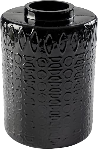 Karma, Mid Century Glass Vase for Modern Home Decor, Modern Boho Home Décor Style, Living Room, Mantel and Entryway Decor, Black