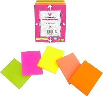 5 Pads Full Adhesive Sticky Notes 3 x 4 in, Bright Colors, Full Sticky Back Sticky Notes Self-Stick Note Pads for Office, School Supplies, 80 Sheets/Pad, 400 Sheets Total, 4A 304-Full Adhesive-400