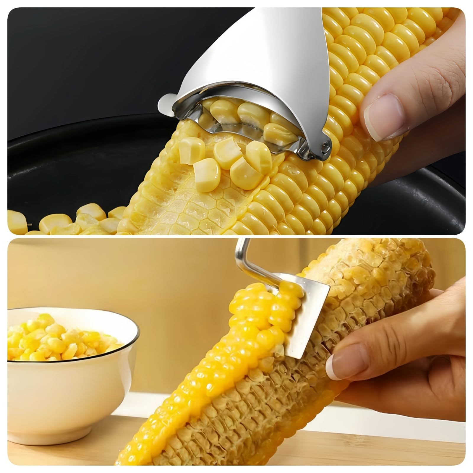 2 Pcs Stainless Steel Corn Peeler and Stripper Tool Set, Ideal Gadget Tool for corn on the cob BCMON