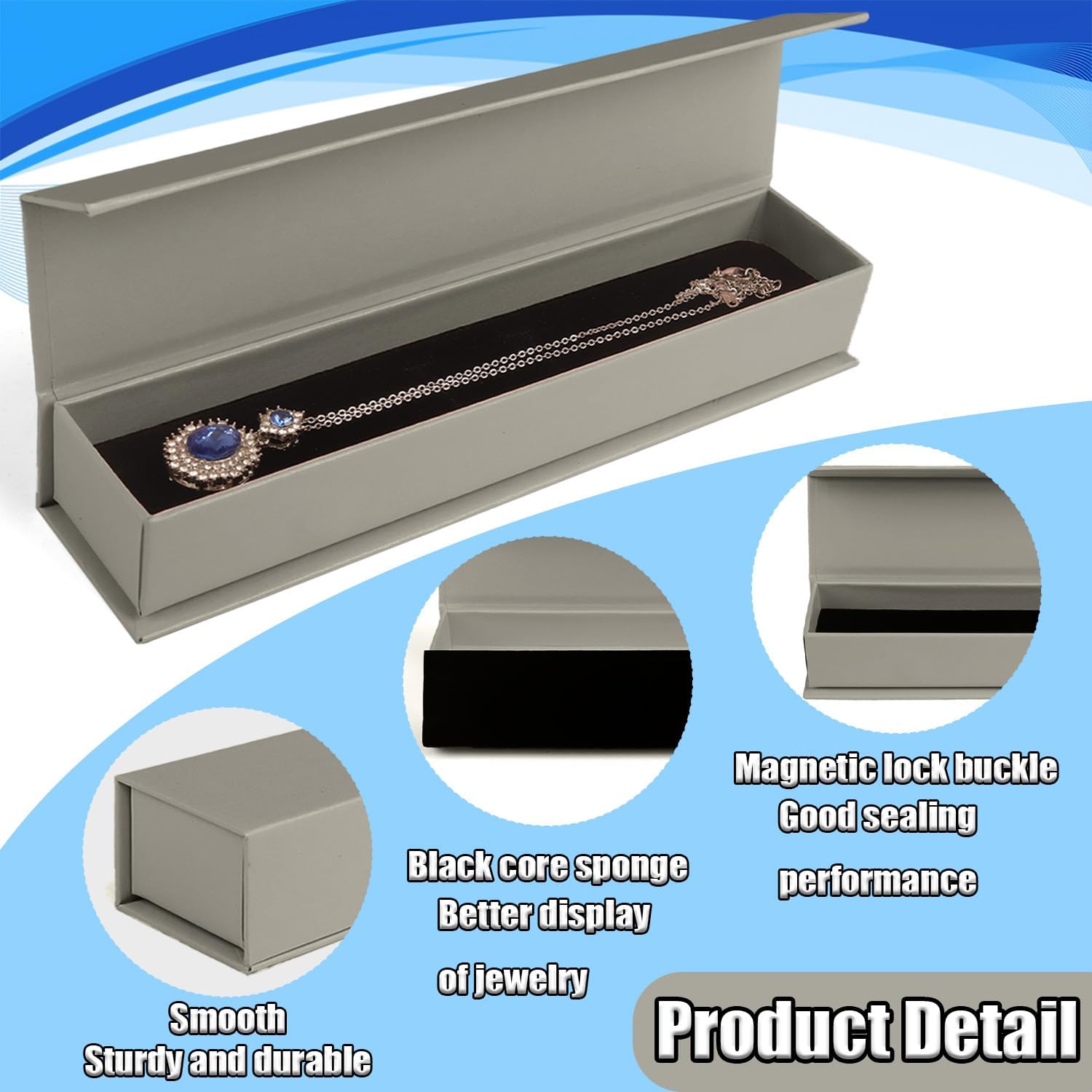 Jewelry Gift Box, 12 Pack Velvet Lined Style Box for Necklace & Bracelet Organizer Elegant Jewelry Storage Box for Gift Giving Flip-Up Design Ring & Necklace Packaging, 8.3x1.8x1.4 Inches (Gray)