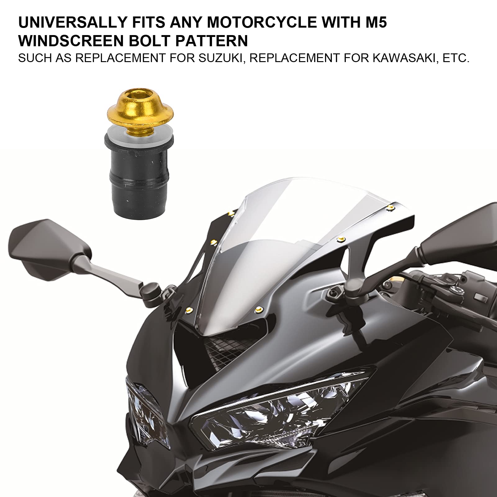 Kit 10 Viti Parabrezza Moto - Bulloni M5x16mm Universali Con Chiave - Oro - Foto 4