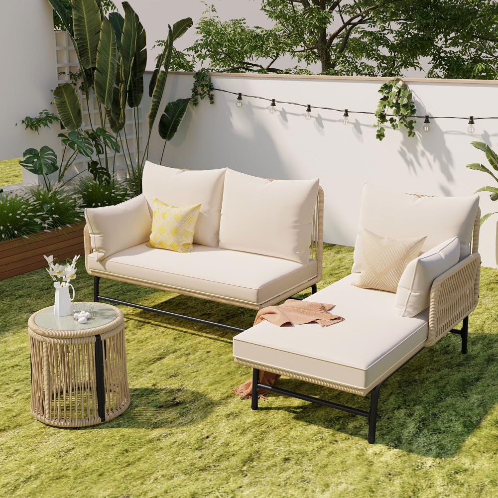 Marco de hierro de alta gama en conjunto de terraza minimalista en L