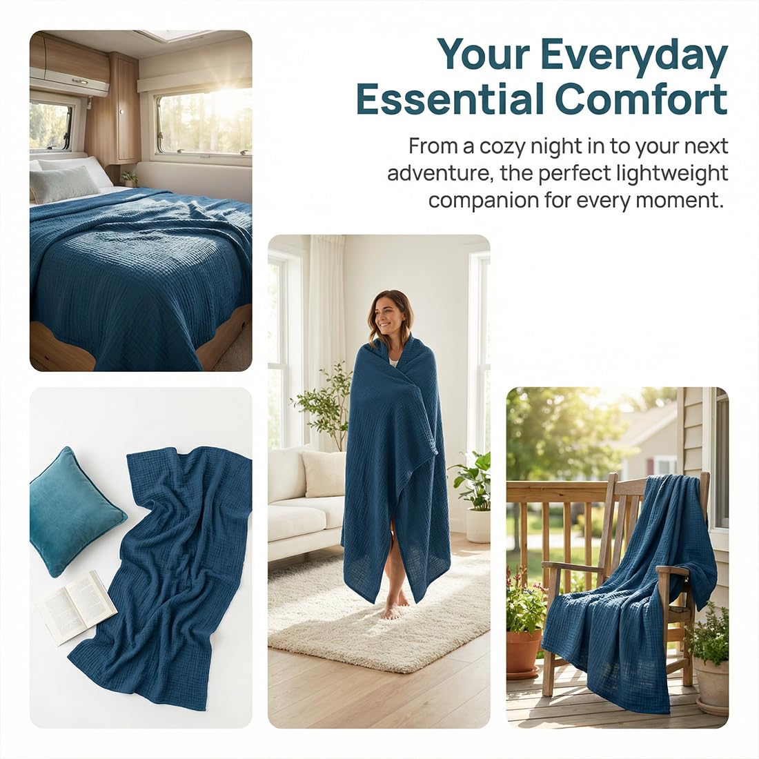 Coperta in 100% mussola di cotone, morbida e traspirante, morbida, leggera, fresca estiva, per letto e divano (N, 230 x 280 cm)