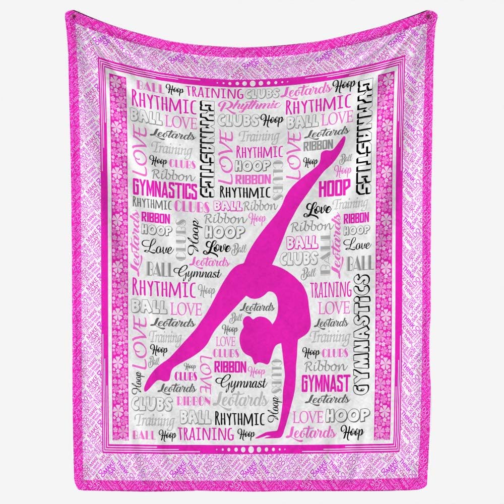 Gymnastics Typo Pink Blanket Bed Throws/Throw Blanket for Adult and Fleece Blanket Throw Gymnastics (Pink, XS (27.6" x 39.4"))