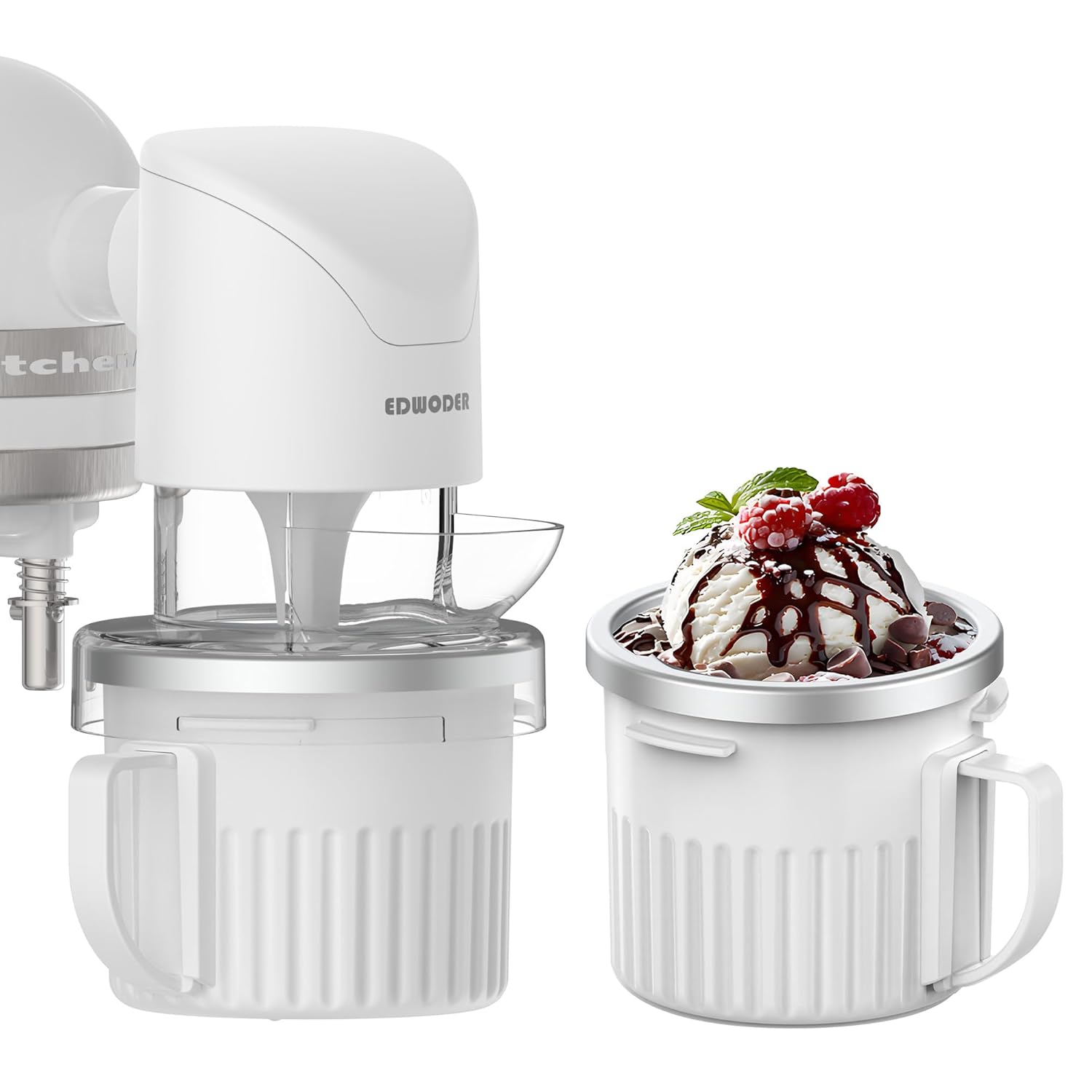 TWO BOWLS Ice Cream Maker Attachment for All KitchenAid Stand Mixer Makes Homemade Ice Cream Gelato Sorbet Frozen