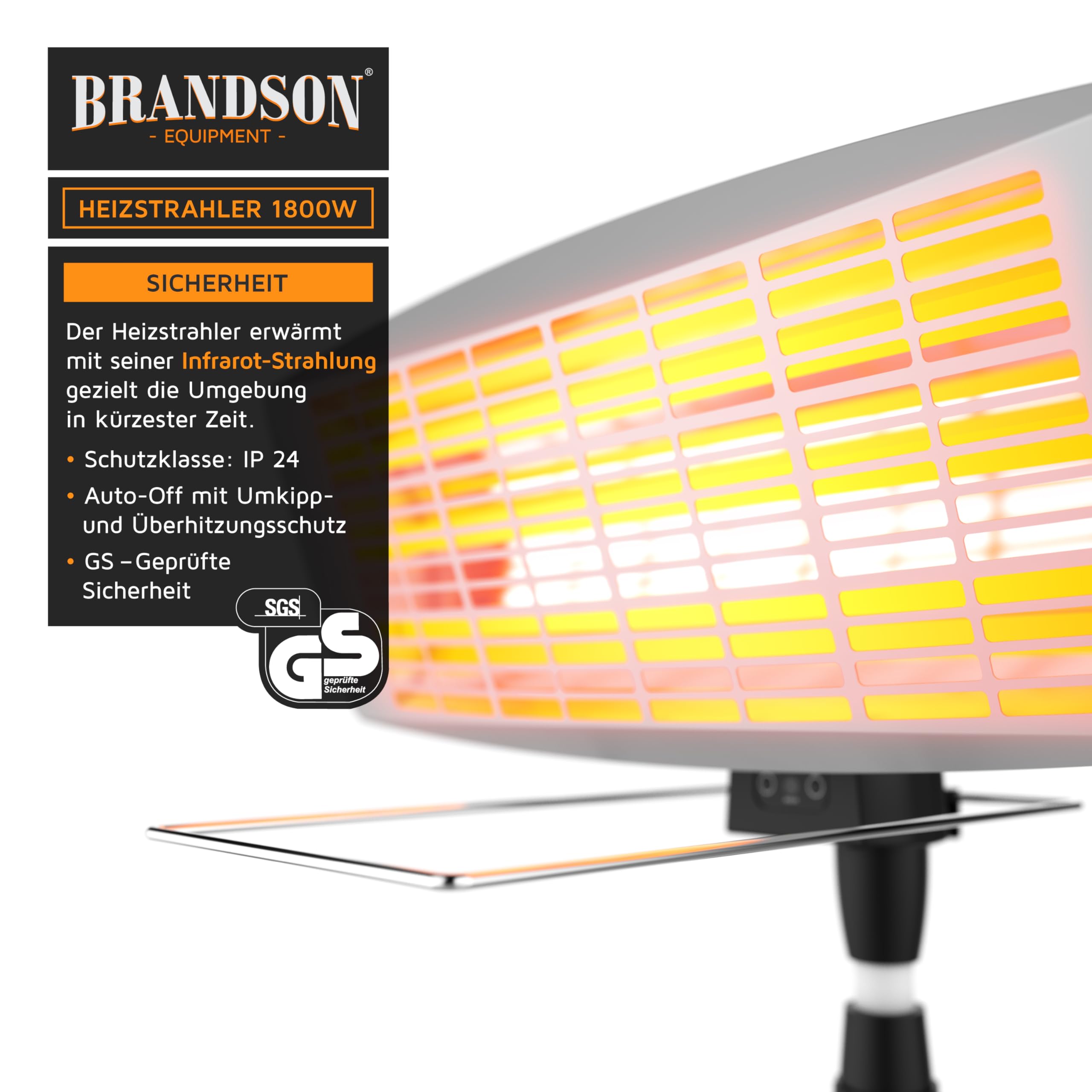 Brandson - Heizstrahler mit Fernbedienung Outdoor Indoor - Elektro Infrarot Terrassenheizstrahler - 3 Leistungsstufen Heizelemente - LED Power Indikator - Wandhalterung - Balkon Garten Terrasse