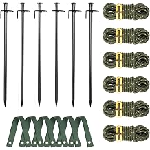 Tree Stakes and Supports, RIFNY Tree Straightening Kits for Leaning Tree | 11.8 Inch Steel Tree Support for Young Tree Anti Strong Wind, with 6PCS Stakes, 11.5 Feet Rope and Tree Straps for Anchoring