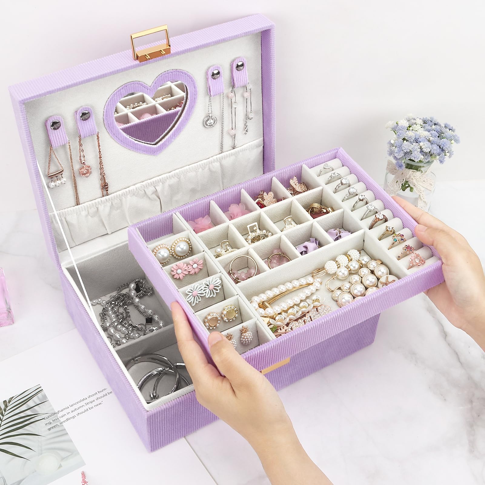 Boîte à Bijoux LED Violette Avec éclairage Intégré - Coffret Rigide Pour Colliers Et Pendentifs - Design Chic