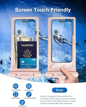 wellhouse Waterproof Cell Phone Pouch, Waterproof Phone Case for iPhone 15 14 13 12 Pro Max XS Samsung, IPX8 3D Cell Phone Dry Bag Beach Essentials - Pink 1 Pack 8 Inch