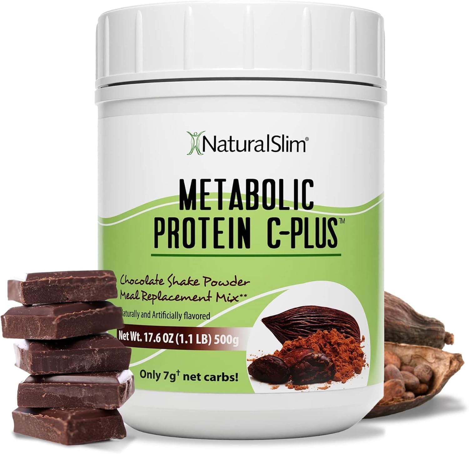 Metabolic Protein C-Plus, Whey Protein Powder & Shake Meal Replacement with Vitamin C, L-Glutamine & Digestive Enzymes, Low Carb Protein Drink, Support Metabolism, Energy & Gut health 1.1 lb Chocolate