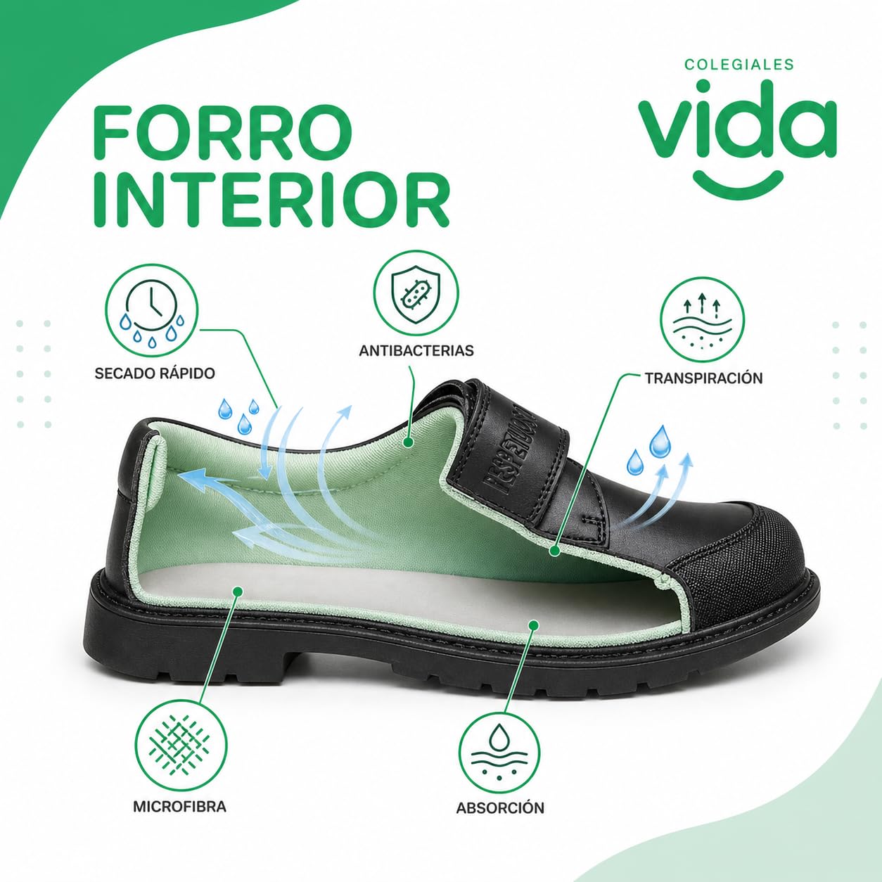 Zapatos Colegiales de Piel para Niño, Cómodos y Flexibles, Uniforme Escolar