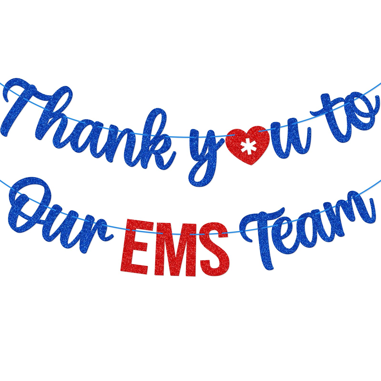Qttier Thank You to Our EMS Team Banner, EMS Week Party Decorations, Emergency Medical Services Week Decor, Pre-strung