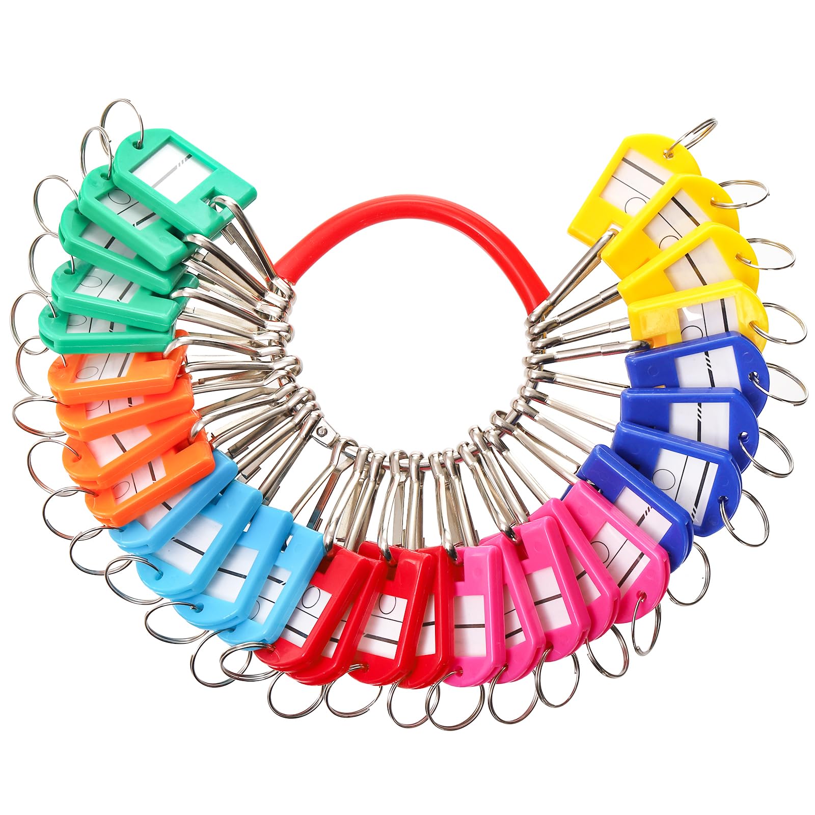 Nicunom Portable Metal Ring Key Organizer with 30 Hooks & Key Tags with Rings, Janitor Key Ring Tags Key Holder for Office, Hotel, Apartments, Real Estate Sales, Car Service Key Management
