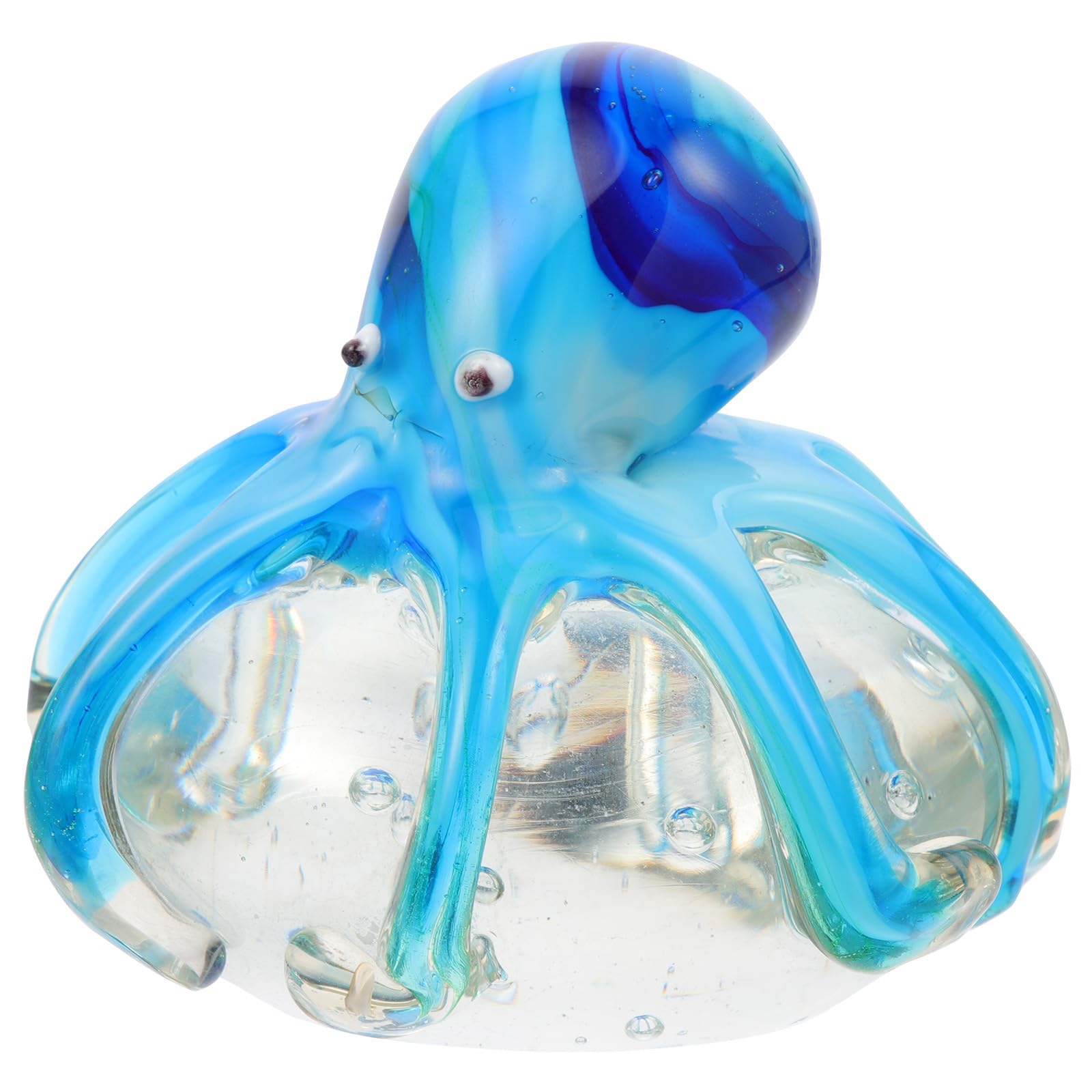 Décoration de bureau et intérieur pieuvre en verre petite taille bleu ciel