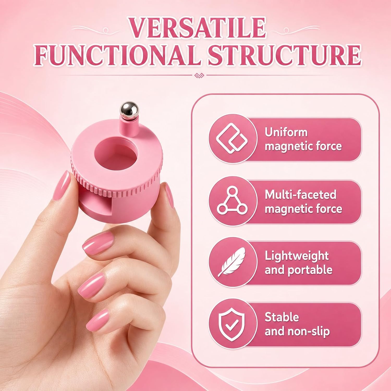 360° Rotating Cat Eye Magnet Tool - Automatic Nail Magnet for Salon-Quality Glossy Designs, Glass Bead Wand with Uniform Magnetic Force for Effortless DIY Galaxy & French Nail Art, White