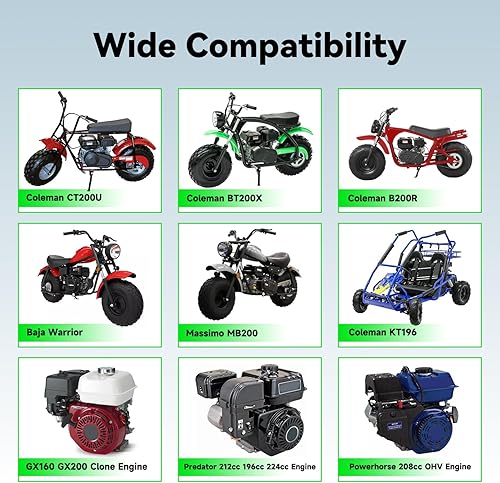 Vista 15 de Kit de tubo de escape de cabezal mejorado para Predator 212cc 196cc 6.5HP GX160 GX200 Coleman Mini Bike BT200X CT200U CT200U-EX KT196 Go Kart Baja