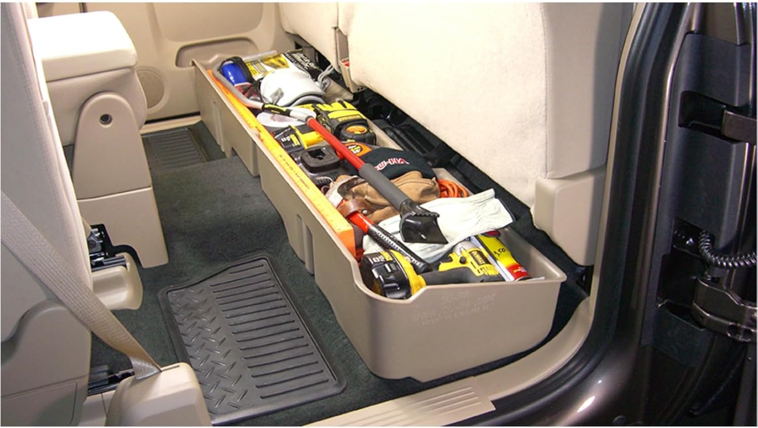 DU-HA DuHa 10001 Under Seat Storage fits 1999-2007 Chevy Silverado/GMC Sierra 1500 2500 3500 Extended Cab Classic |Dark Grey Heavy-Duty Back Seat Organizer | Includes Dividers