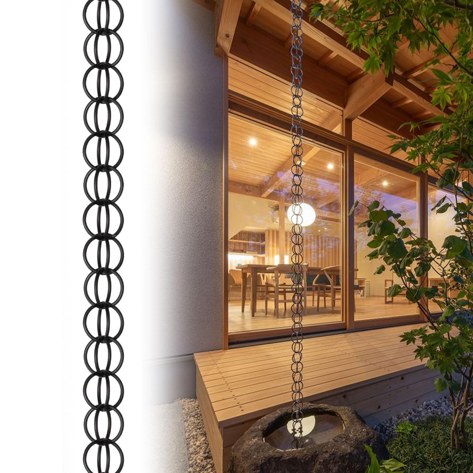 WEKONUMEX Rain Chains for Gutters, Decorative Rain Chains Rustproof Garden Hanging Ornaments Drainage Multiple Lengths(1.2m(4ft))