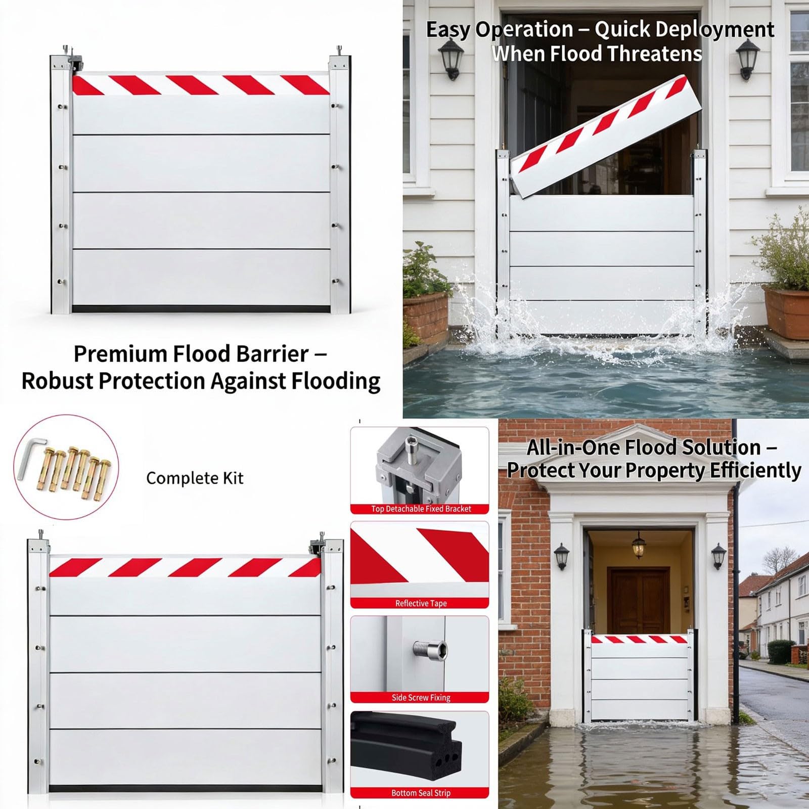Aluminium BarrièRe Anti-Inondation 80x60cm Barrières, Joint Porte Garage BarrièRe Anti Inondation, Panneau de PréVention Des Inondation, BarrièRe Mobile de Protection Contre Les Inondations