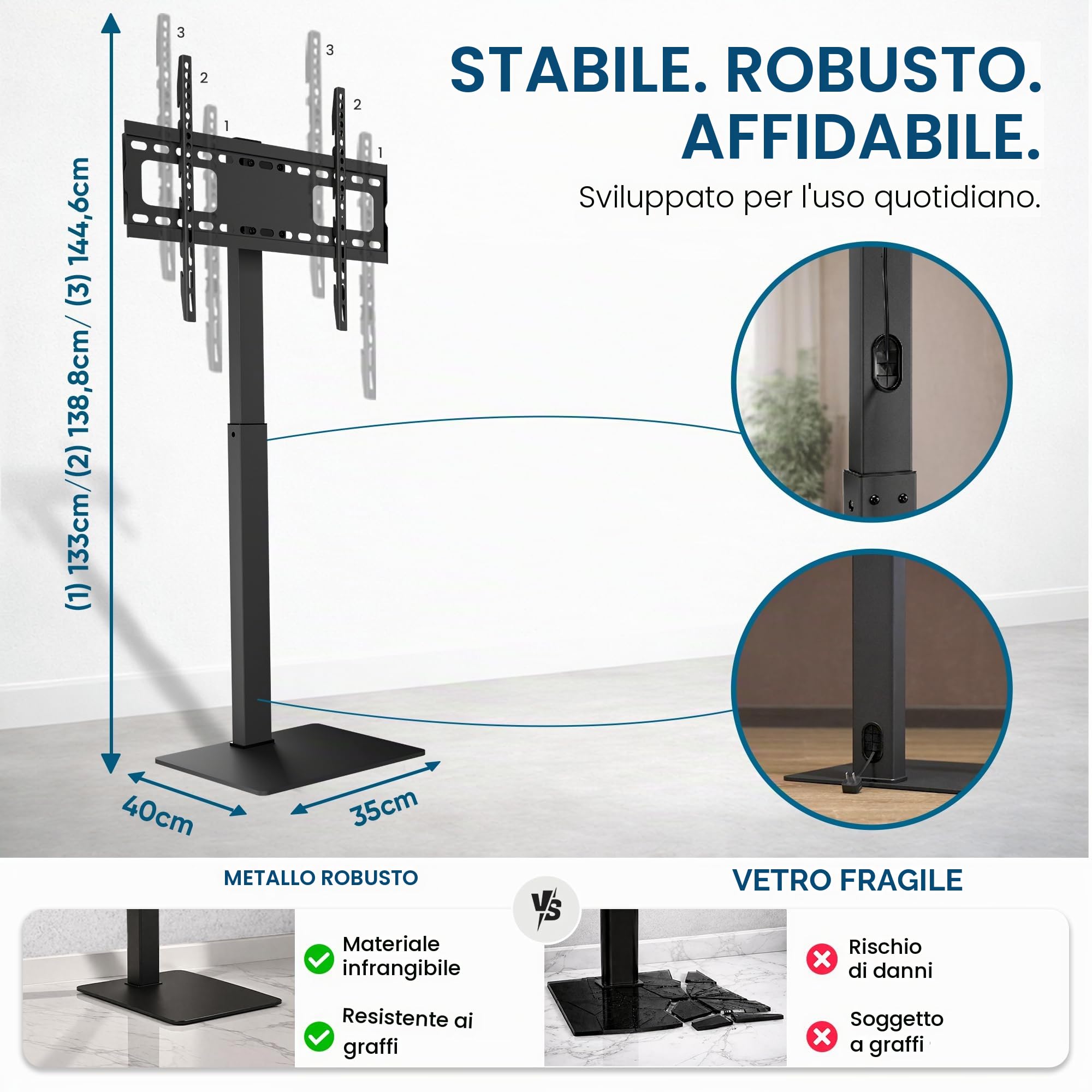 Xantron Supporto TV da Pavimento 37-75 Pollici Girevole, max 40 kg
