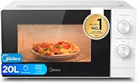 Midea Microondas 20 litros y 700 W de potencia | Microwave | Horno Microondas Blanco de Sobremesa con Plato Giratorio, Función Descongelación, 5 Niveles de Potencia Temporizador | Microondas sin grill